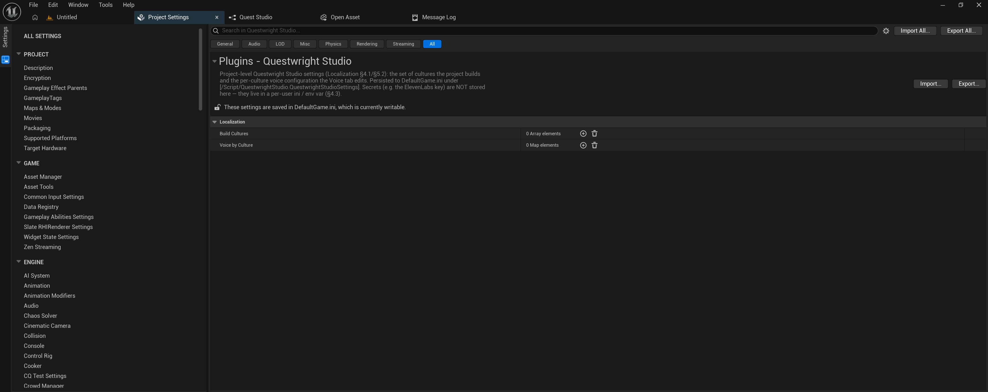 Project Settings → Plugins → Questwright Studio