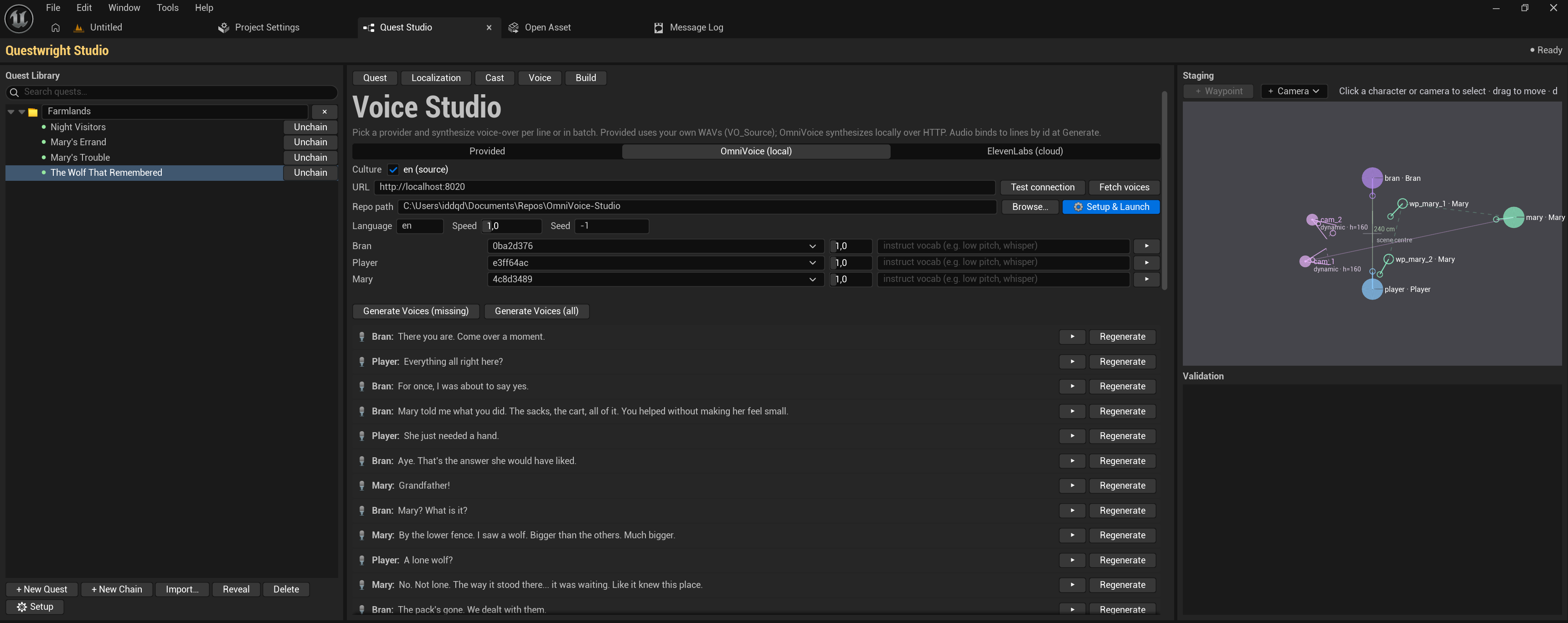 The Voice tab with per-speaker voice assignments